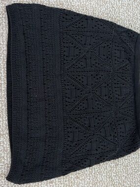 Zara Black Crochet Knit Skirt with Elastic Waistband